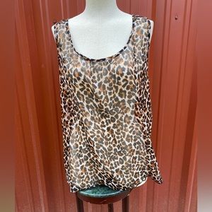 NWOT Zury Women’s Sheer Animal Print Sleeveless Shirt. L/XL.